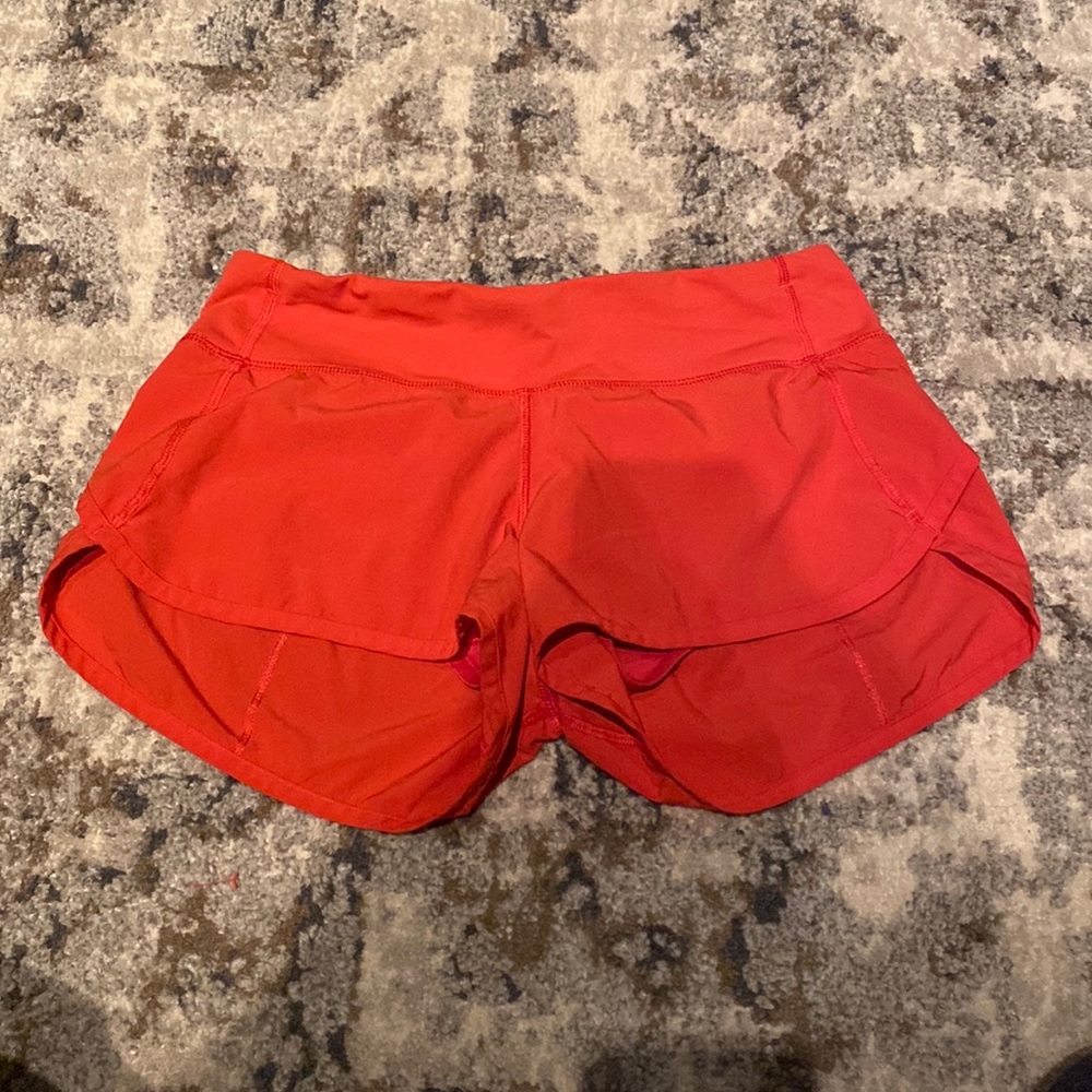 Coral lululemon shorts